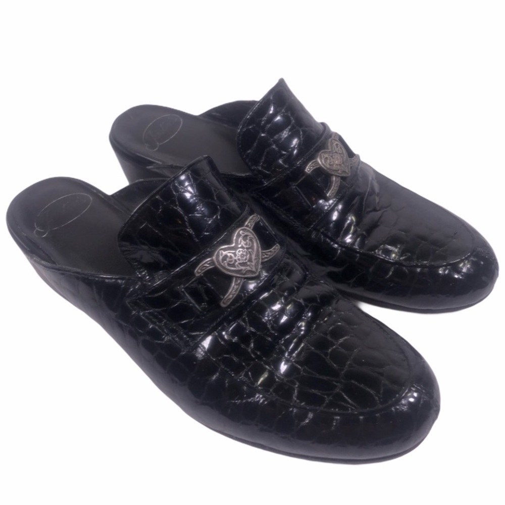 Justin Boots Leather Mules Silver Medallions